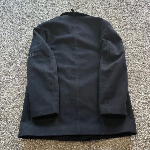 Hugo Boss Coat Full Zip Overcoat Wool Blend Winter Black Mens Size 42R - Picture 2 of 8